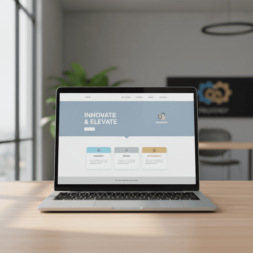 Completed website homepage displayed on laptop screen