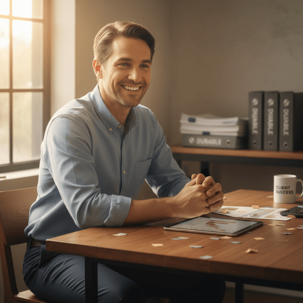 Team member reflecting on successful client outcome