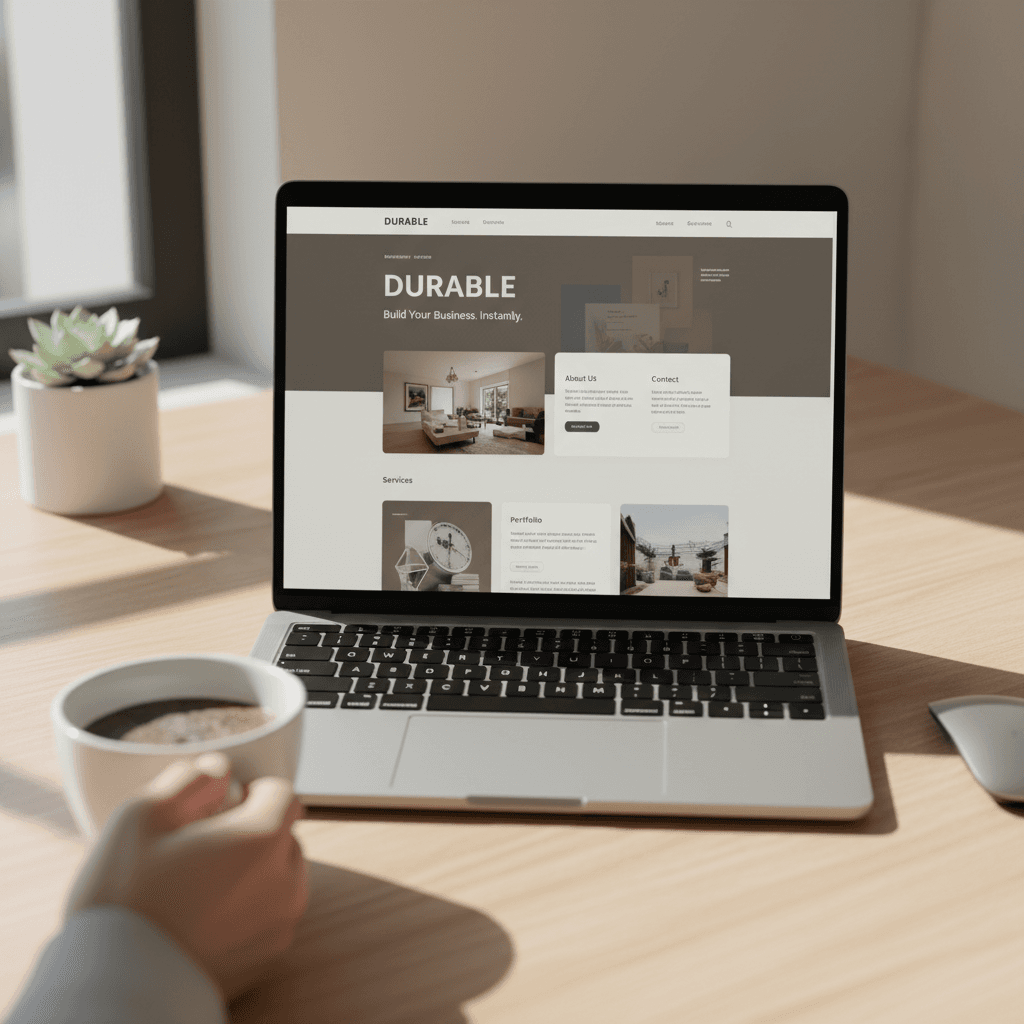 Completed Durable website displayed on laptop screen