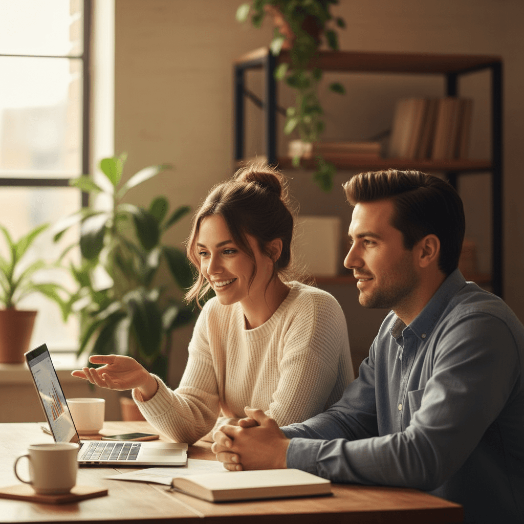 Support specialist explaining features and best practices to a client