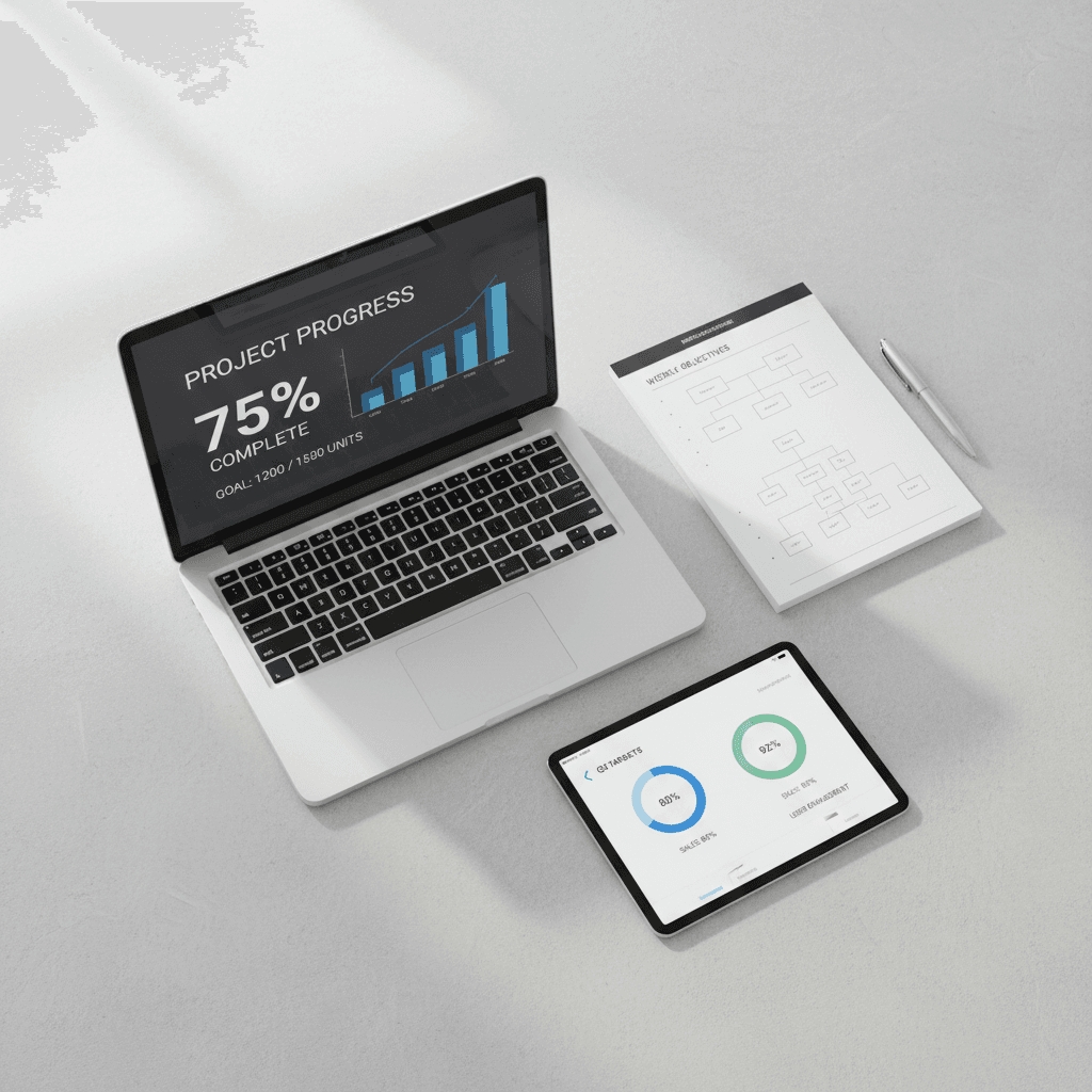 Workspace showing analytics and performance tracking tools