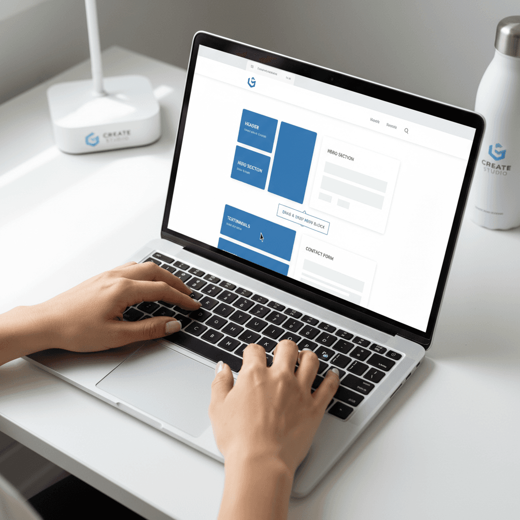 Hands actively building a website using the Durable platform